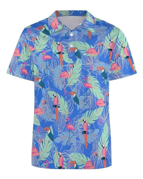 Golfgasm Flock Around & Find Out 🦩🔥 / S Funny Golf 3d Print Polo Shirt For Men Colorful Flower Short Sleeves T-shirt Cartoon Animal Shark Casual Sports Shark Shirts