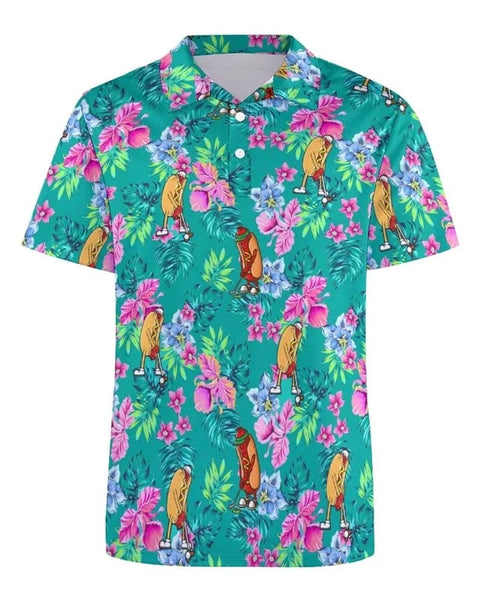 Golfgasm The Rough Rider 🌿🐎 / S Funny Golf 3d Print Polo Shirt For Men Colorful Flower Short Sleeves T-shirt Cartoon Animal Shark Casual Sports Shark Shirts