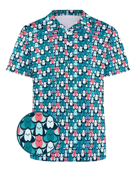 Golfgasm Thicc & Twisted 🍑🔥 / S Funny Golf 3d Print Polo Shirt For Men Colorful Flower Short Sleeves T-shirt Cartoon Animal Shark Casual Sports Shark Shirts